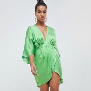 ASOS DESIGN mini plunge satin kimono dress